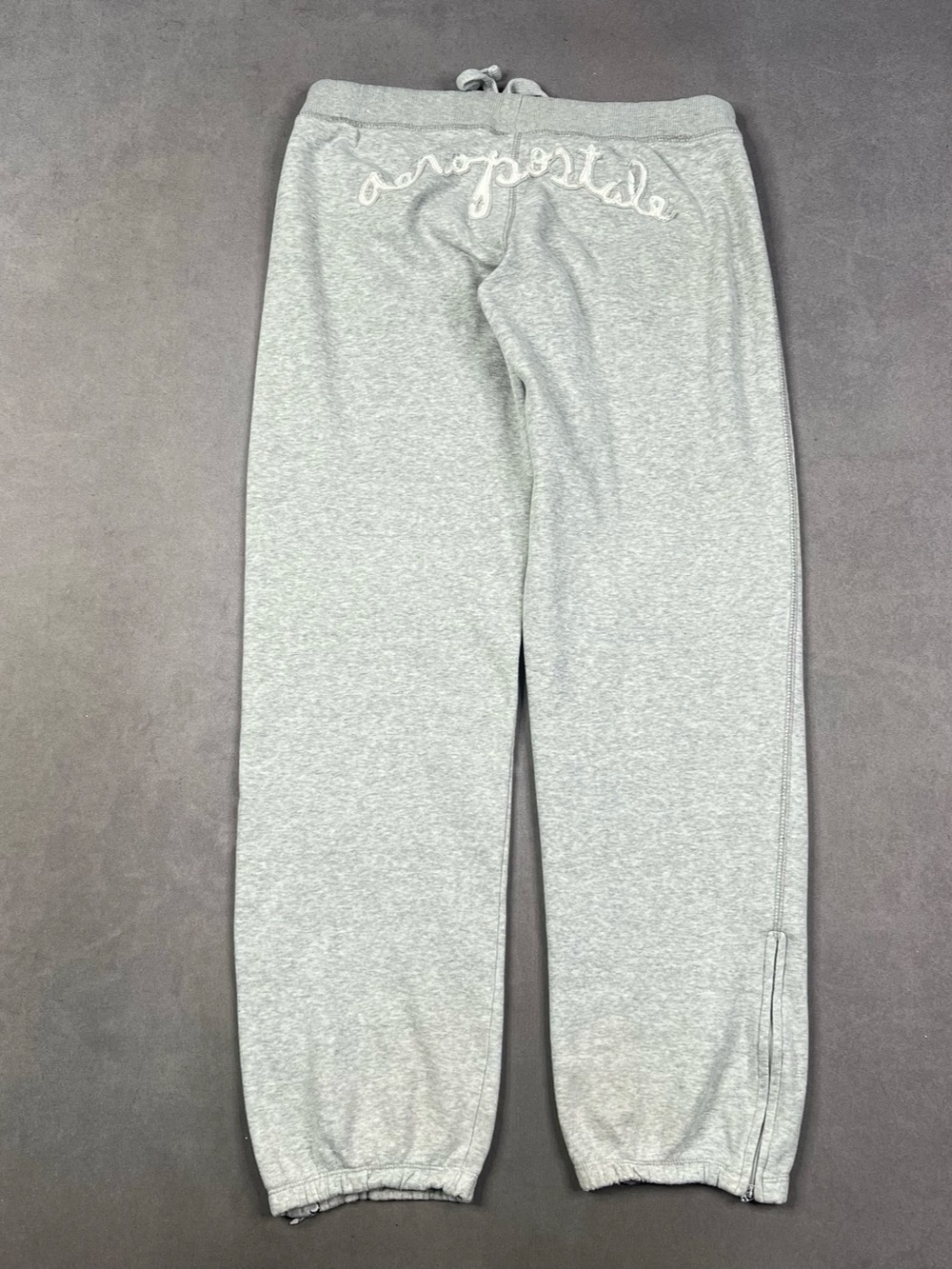 aeropostale Script Logo Zip Ankle Sweatpants Gray Medium Y2K